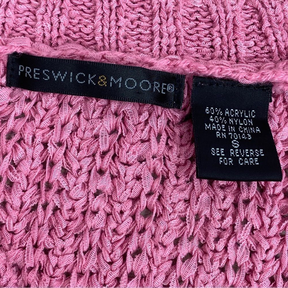 Preswick & Moore Loose Weave V-neck Sweater‎ Rose Pink Small - Picture 10 of 13